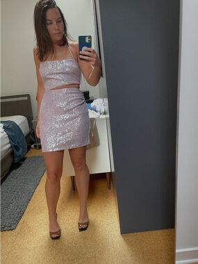 Lilac Sequin Dress with sliver cut out